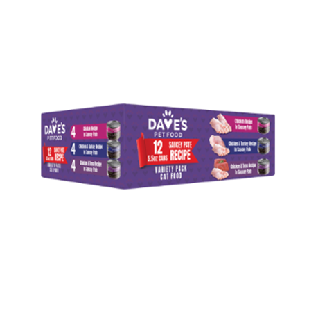 Dave's Saucey Pate Cat Food 5.5 oz Variety 12 pack