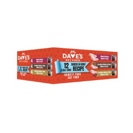 Dave's Shreds in Gravy Cat Food 2.8 oz Variety 12 pack