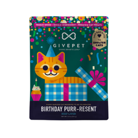 GivePet Freeze Dried Grain Free Birthday Purr-resent Cat Treats 1.25 oz