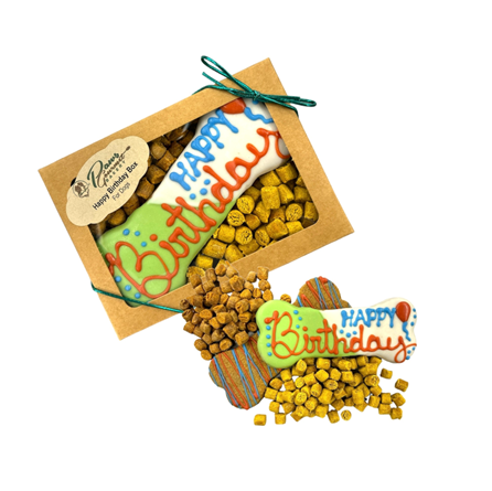 Paws Gourmet Bakery Happy Birthday Box 2 Peanut Butter Bones and Training Treats Dog Treats