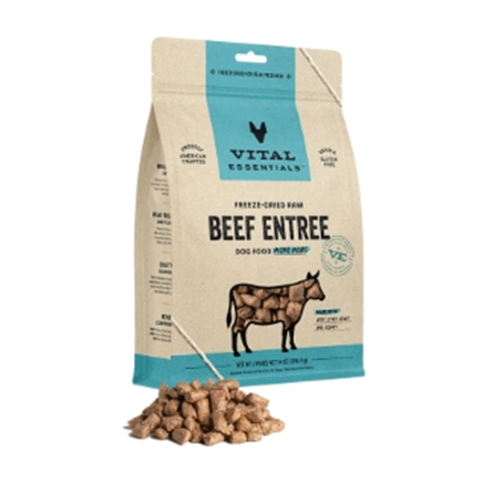 Vital Essentials Freeze Dried Raw Grain Free Beef Entree Mini Nibs Dog Food 14 oz