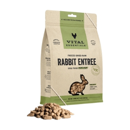 Vital Essentials Freeze Dried Raw Grain Free Rabbit Entree Mini Nibs Dog Food 14 oz