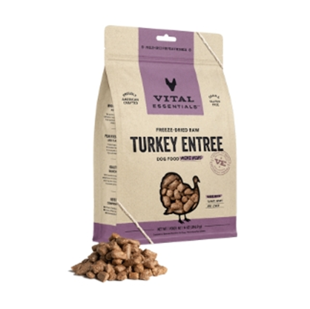 Vital Essentials Freeze Dried Raw Grain Free Turkey Mini Nibs Dog Food 14 oz  