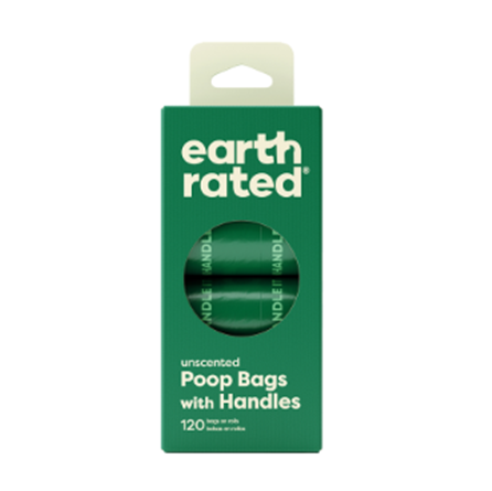 Earth Rated Unscented Poop Bags with Handles 120 count Refill Rolls