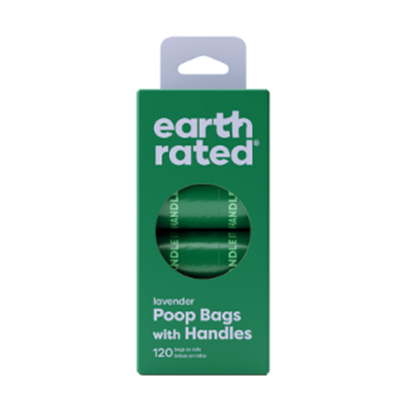 Earth Rated Lavender Poop Bags with Handles Refill Rolls 120 count