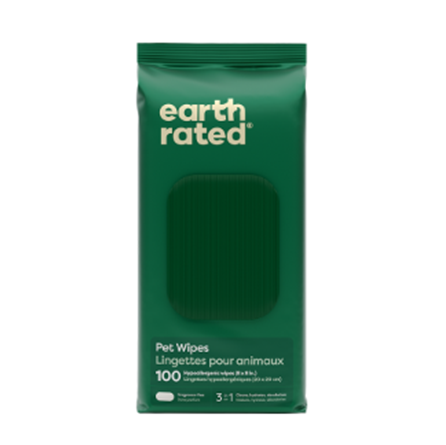 Earth Rated Hypoallergenic Unscented Grooming Wipes 100 count