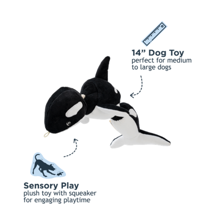 Tall Tails Holiday Orca Jointed Shake and Play Dog Toy