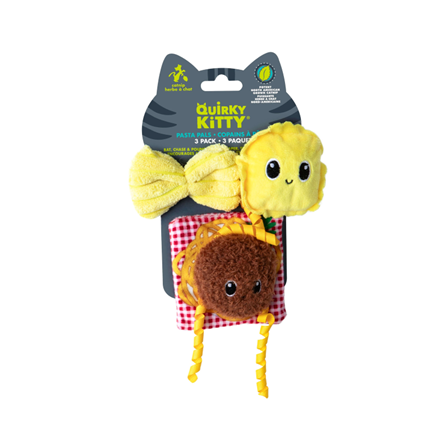 Quirky Kitty Pasta Pals 3 Pack with Catnip Cat toy