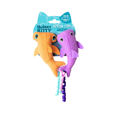 Quirky Kitty Color Changing Shark with Catnip 2 Pack Cat Toys