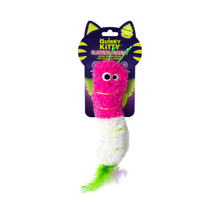Quirky Kitty Glow Worm Kicker with Catnip and Silvervine Cat Toy